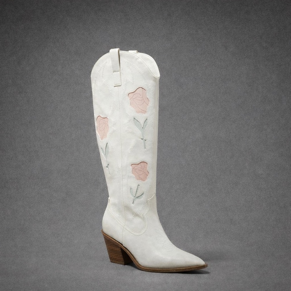 Universal Thread Dixie Bone Floral Western Cowboy Boots Off-White SIZE 11 NWT